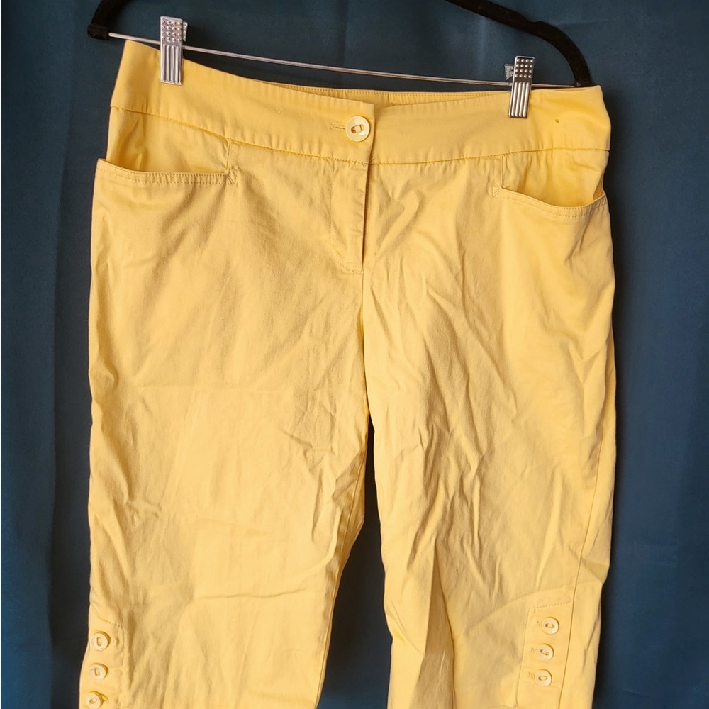 Tribal Yellow Ankle Button-Cuff Stretch Pants